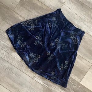 Royal Blue Vintage 90’s Silk Hoop Skirt with Flowers